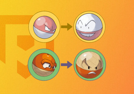 Pokemon Voltorb: Voltorb and Electrode in yellow circles