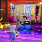 A character buying Fish It rods in the Roblox game