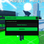 Elemental Magic Arena codes redemption screen with Pocket Tactics filled in where the code goes