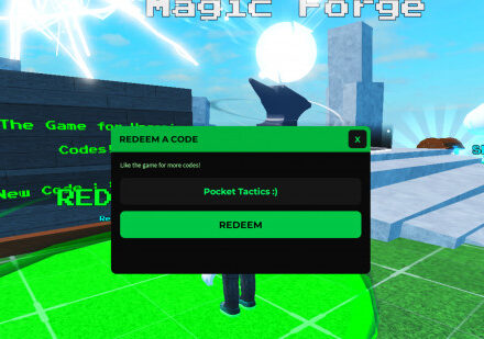 Elemental Magic Arena codes redemption screen with Pocket Tactics filled in where the code goes