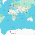 007 First Light locations: An image of a map of the world with every 007 First Light location on it.