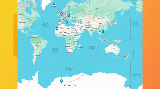 007 First Light locations: An image of a map of the world with every 007 First Light location on it.