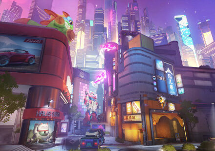 Overwatch events: Anima Strike, set in the neon-drenched Neon Junction.