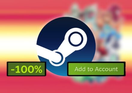 Steam's logo, -100% banner, and Add to Account button with an image of Gravity Circuit in the background