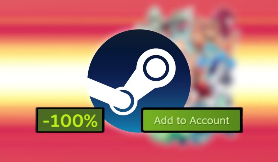 Steam's logo, -100% banner, and Add to Account button with an image of Gravity Circuit in the background