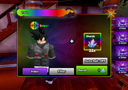 Anime Destiny tier list - trait reroll screen