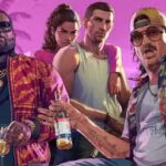 collage of gta 6 character art with a pink background