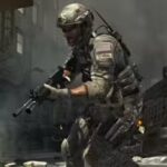 Soldier holding gun