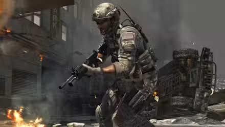 Soldier holding gun