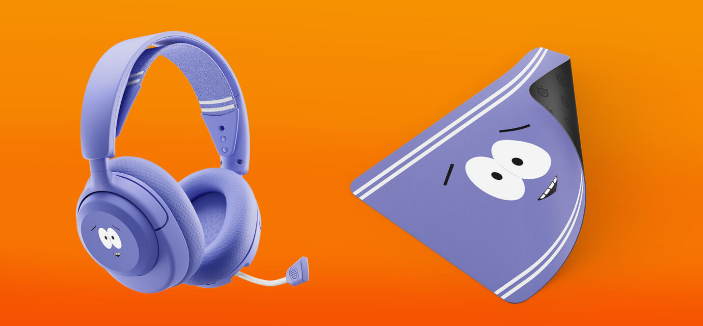south park x steelseries gaming gear - towlie headset and mouse mat