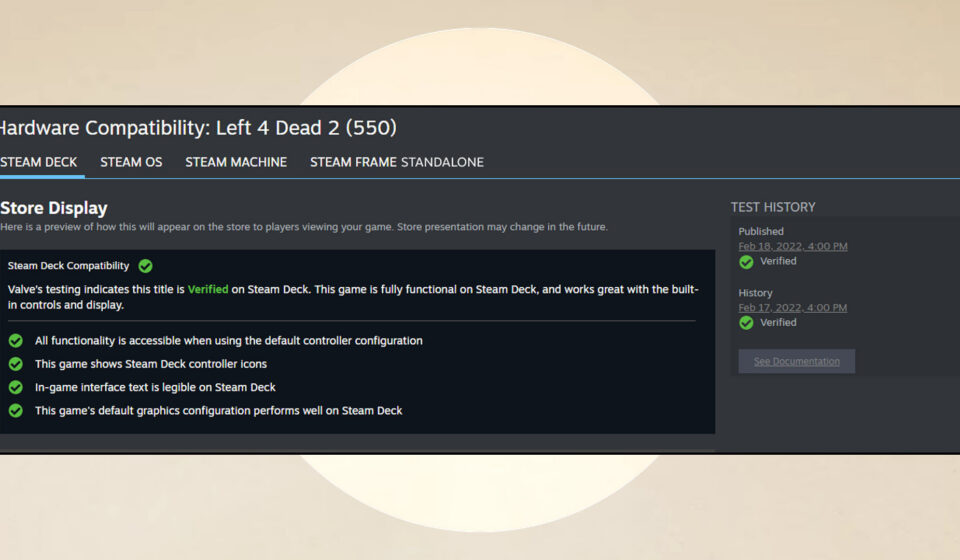 steam deck machine frame verified partner dashboard