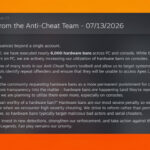 Image showing a message from the Apex anti-cheat team on an orange background