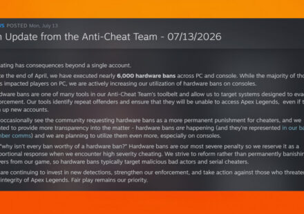 Image showing a message from the Apex anti-cheat team on an orange background
