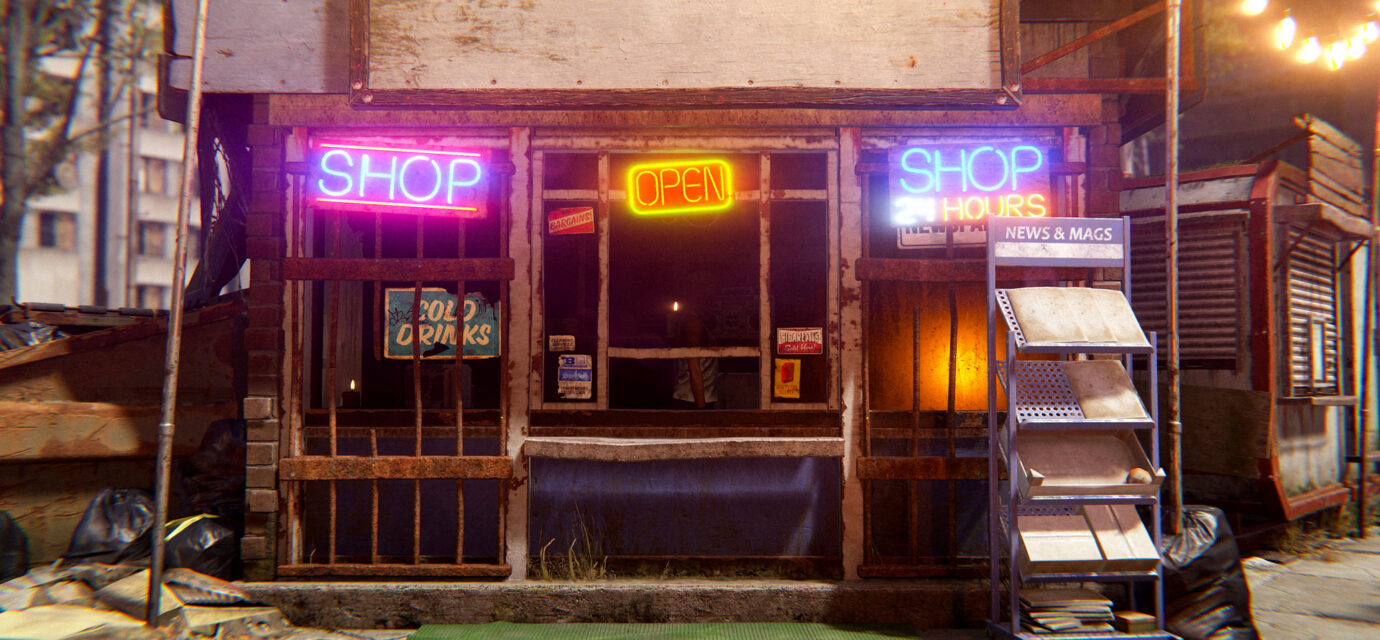 A Rentable Shop monument as it appears in Rust
