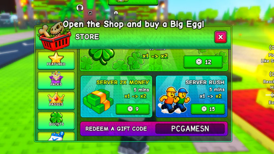 Redeeming My Dino Park codes on Roblox.