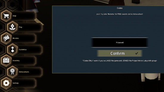 Redeeming Project Mirror Labyrinth codes on Roblox.