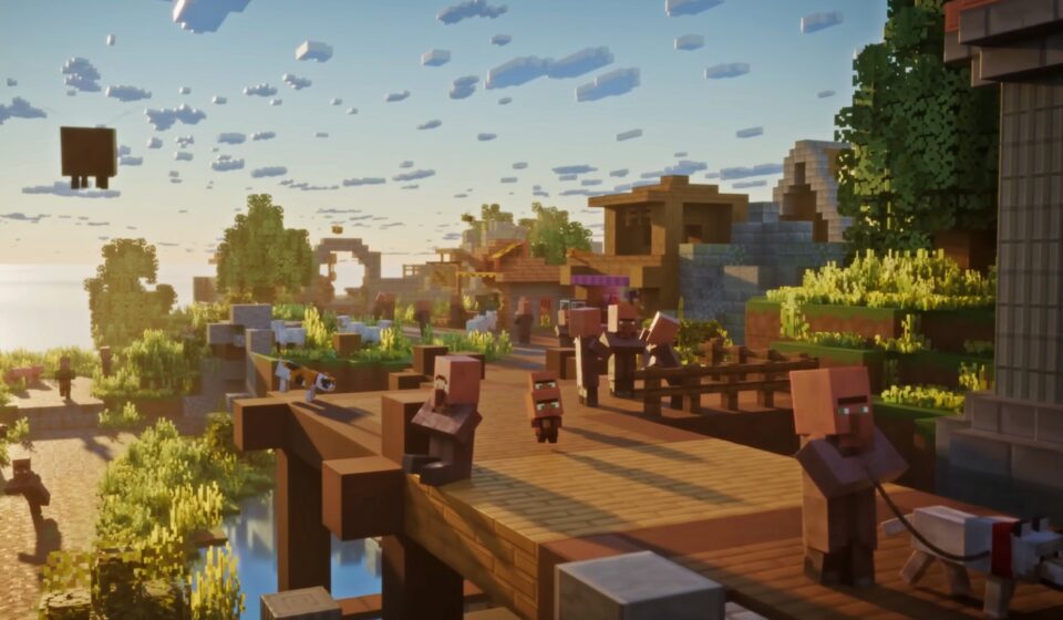 Data do Próximo Minecraft Live: Dicas Imperdíveis para Assistir! Screenshot of Minecraft, with characters standing on a wooden bridge