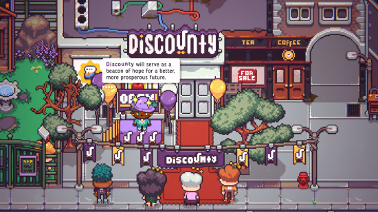 Discounty expansion - a screenshot of the store opening in the base game