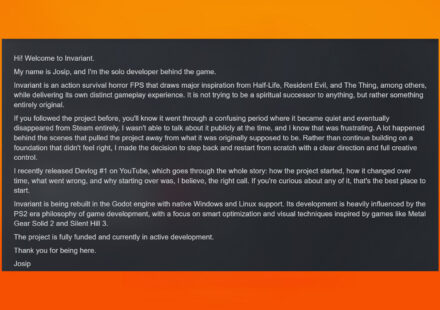 Invariant statement from the solo developer
