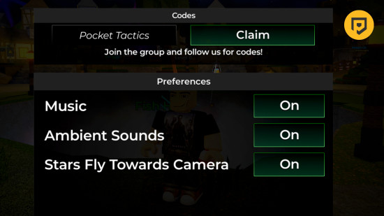 Star Fishing codes: An image of the code redemption box in Roblox.