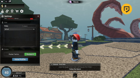 Abyss codes: a huge pink tentacle looming over a person stood on a path