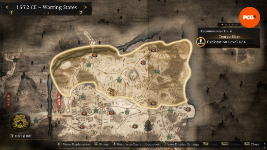 Nioh 3 Kodama locations: Tenryu River overview