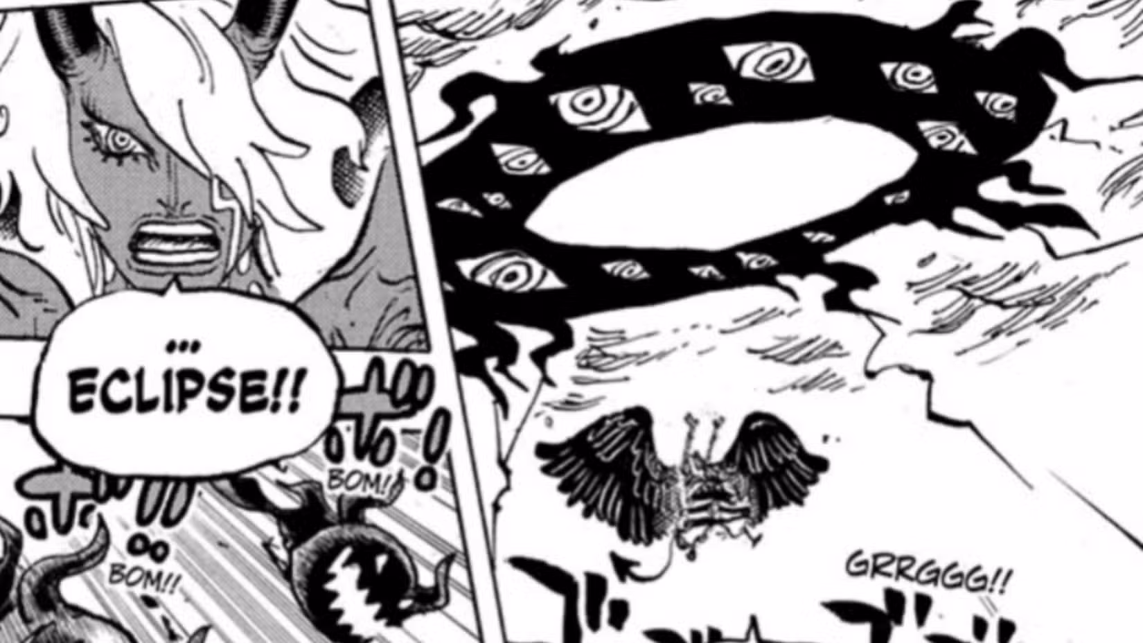 Image of Nerona Imu utilizing the power of his Akuma no Mi ring of black flames to use a technique called Rising Eclipse